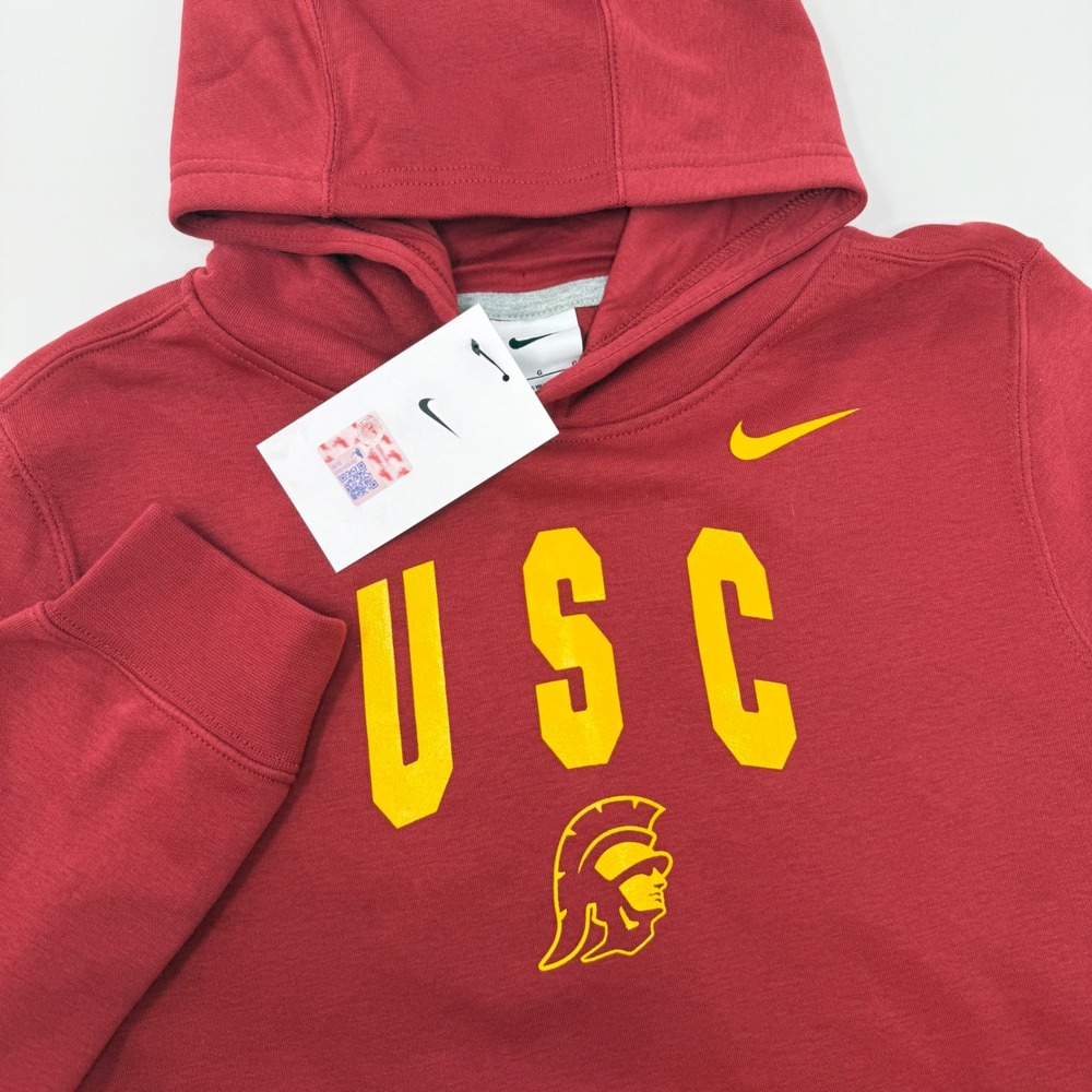 Nike Boys USC Trojans Club Fleece Pullover Hoodie Red Gold B31048 Size Large L